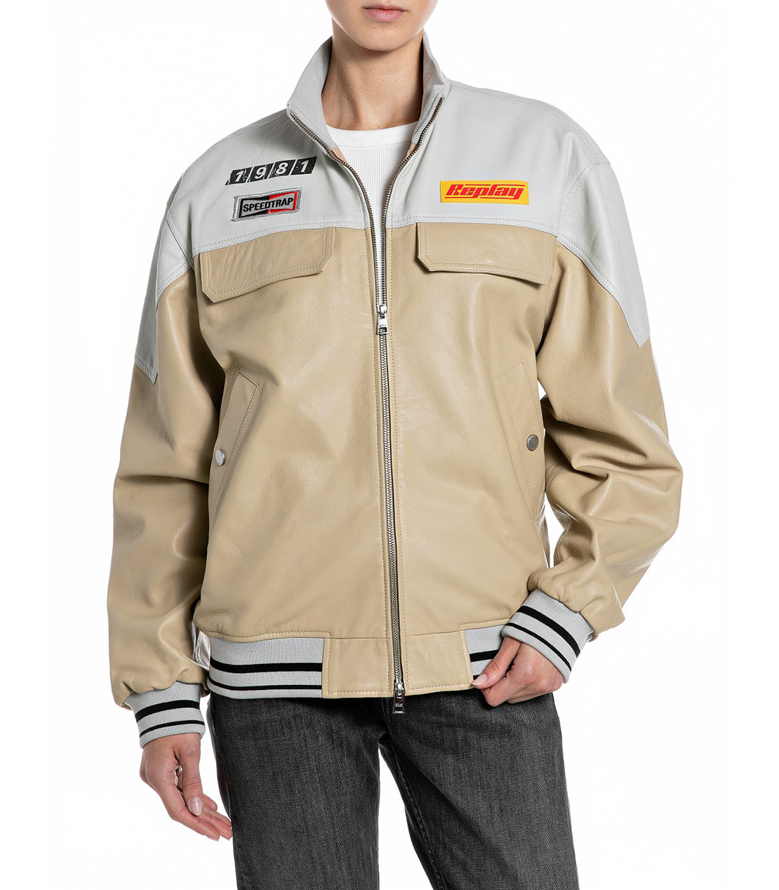 ラムレザーバーシティージャケット